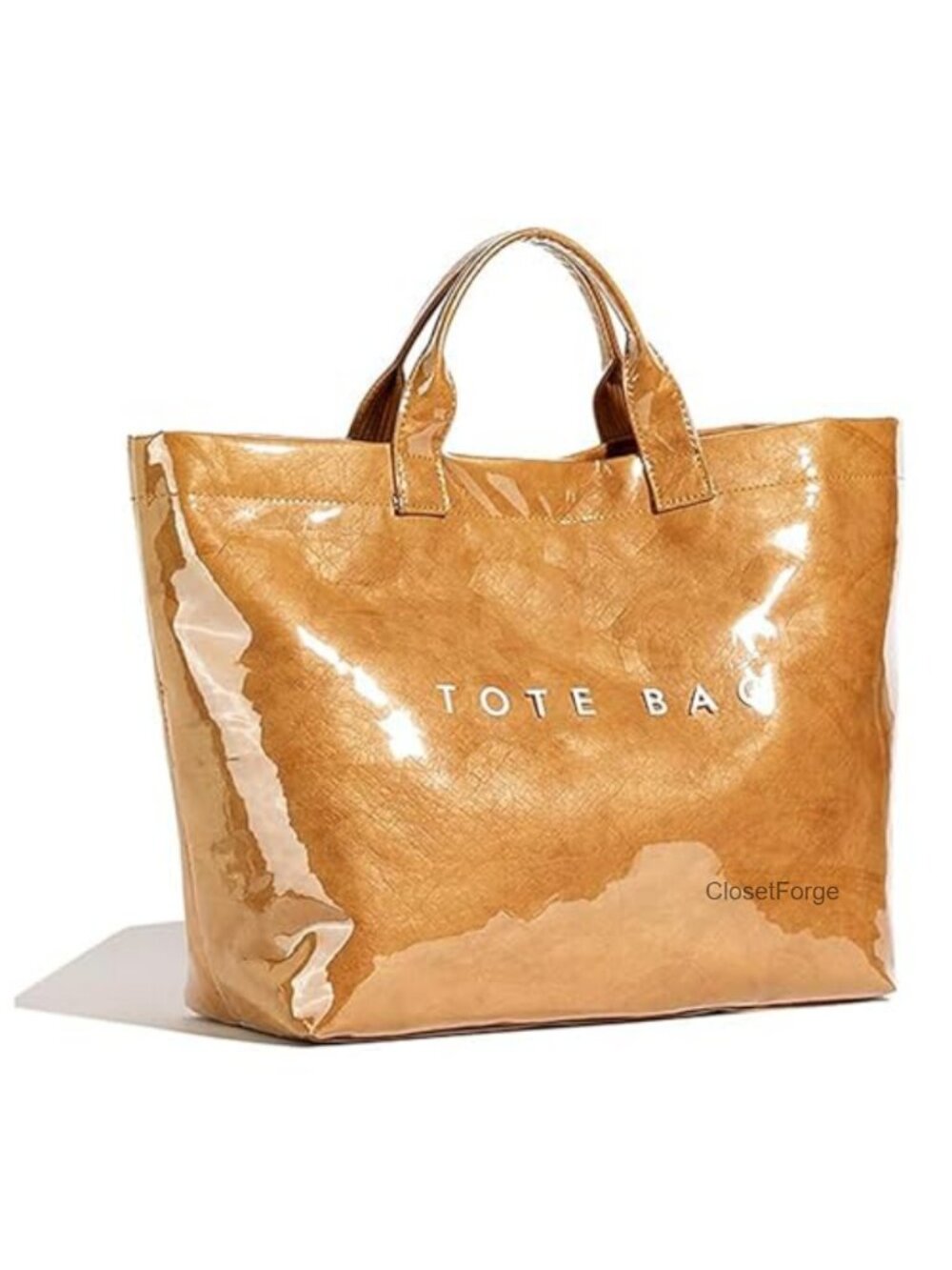 Waterproof PVC Tote Bag Women Hobo Handbag Letter Print Travel Beach
